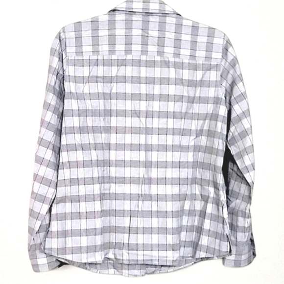 Foxcroft Grey Cotton Plaid Non-Iron Fitted Shirt - Size 10P - Picture 2 of 7